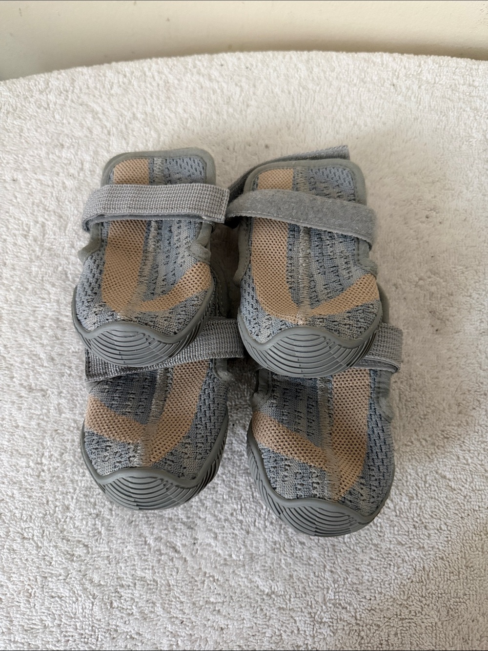 Doggy Grey and Tan Active Booties- Breathable Velcro Straps